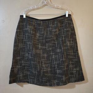 Focus 2000 Womens Tweed Skirt Size 16P Petite Black White A-Line Short Lined